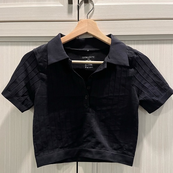 Dynamite Collared Crop Top - Picture 1 of 3